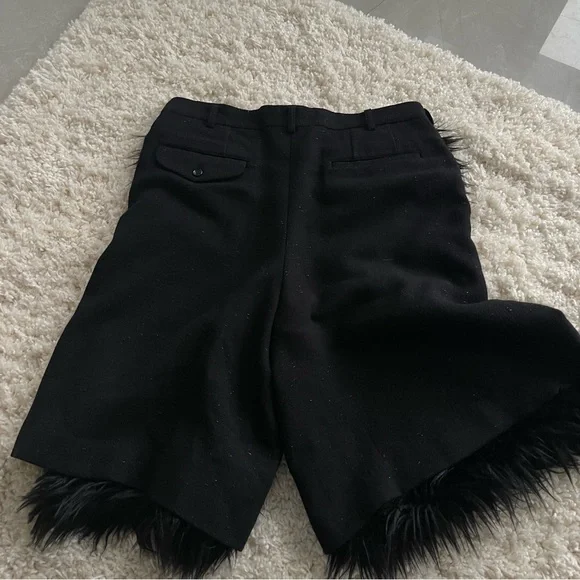 Comme des Garçons Homme Plus Black AW23 Faux-Fur & Tweed Shorts Designer - Picture 11 of 13